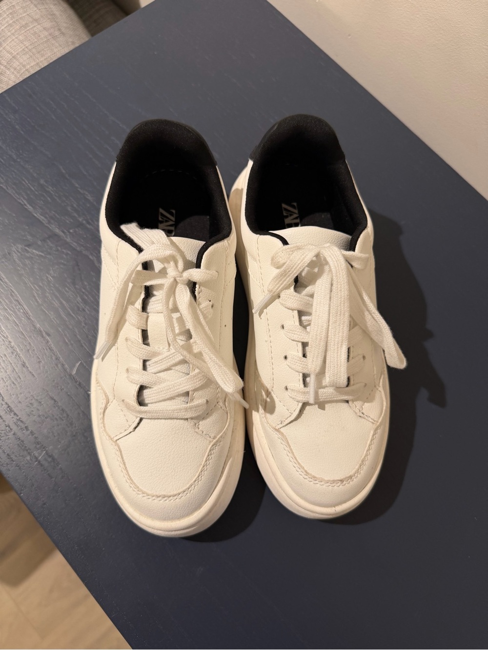 Zara White Sneakers with Black Trim